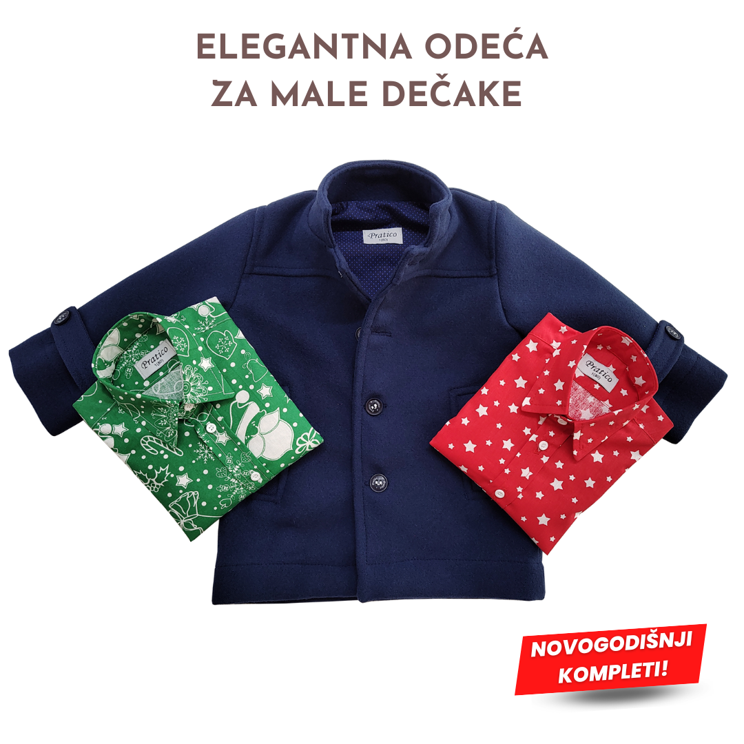 Teget/zeleno/crveni novogodišnji komplet za dečake